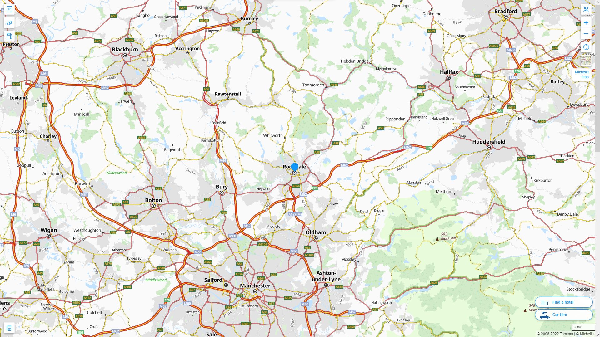 Rochdale Royaume Uni Autoroute et carte routiere